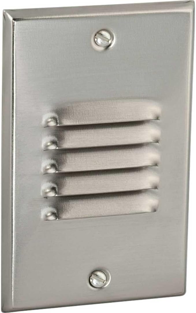 Diodesy- Step Cover Vertical Louvered Face Plate Surface Mount Wallplate Brushed Nickel Finish Indoor/Outdoor Use for Decks Pathway Yard Stairs Fences Walkways and Balcony Areas (Cover Plate Only)