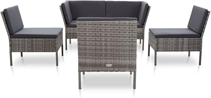 Patio Sofa Set with Cushions,Patio Lounge Set,Outdoor Furniture,Outdoor Furniture Sets,Patio Conversation Sets,for Garden,Deck,Backyard,6 Piece Poly Rattan Gray