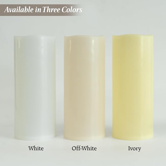 12" x 5" Ivory Large Waterproof Outdoor Flameless Candles Battery Operated LED Flickering Pillar Candles with Remote and Timer for Indoor Outdoor Lanterns, Long Lasting, Set of 2