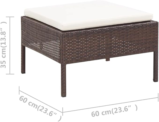 vidaXL Patio Furniture Set 3 Piece, Patio Conversation Set with Cushions, Outdoor Sectional Sofa with Footrest for Garden, Poly Rattan Brown