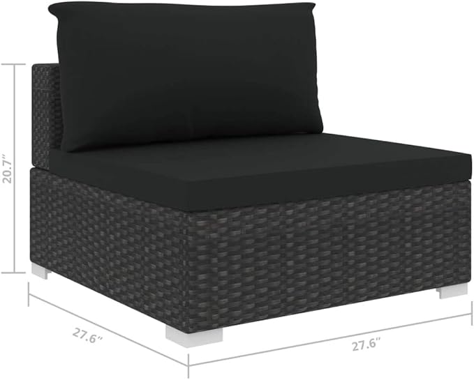 Patio Lounge Set with Cushions,Outdoor Furniture,Outdoor Furniture Sets,Patio Conversation Sets,for Garden,Deck,Backyard,4 Piece Poly Rattan Black