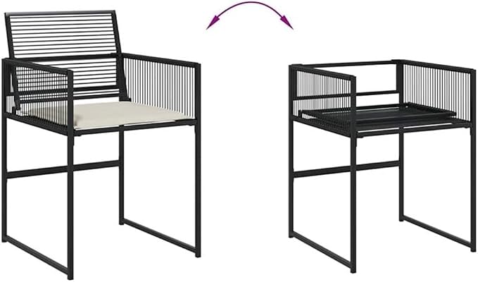 Afuera Living 11-Piece Rattan Garden Dining Set, Black/Cream White, Weather-Resistant PE Rattan, Matte Finish, Includes Table and 10 Chairs with Cushions, Outdoor Patio Furniture for Garden or Terrace