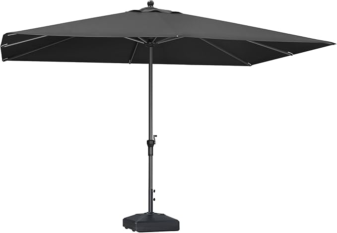 PURPLE LEAF 11.5' x 8' Rectangle Patio Market Umbrella with Base Outdoor Table Umbrellas Aluminum Frame Sun Shade with 8 Sturdy Ribs for Garden Deck Lawn Pool Black