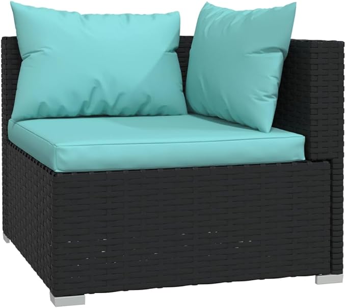 8 Piece Patio Lounge Set with Cushion, Outdoor Patio Sectional Patio Lounge Set Furniture Conversation Sets Piece Patio Set s Poly Rattan Black