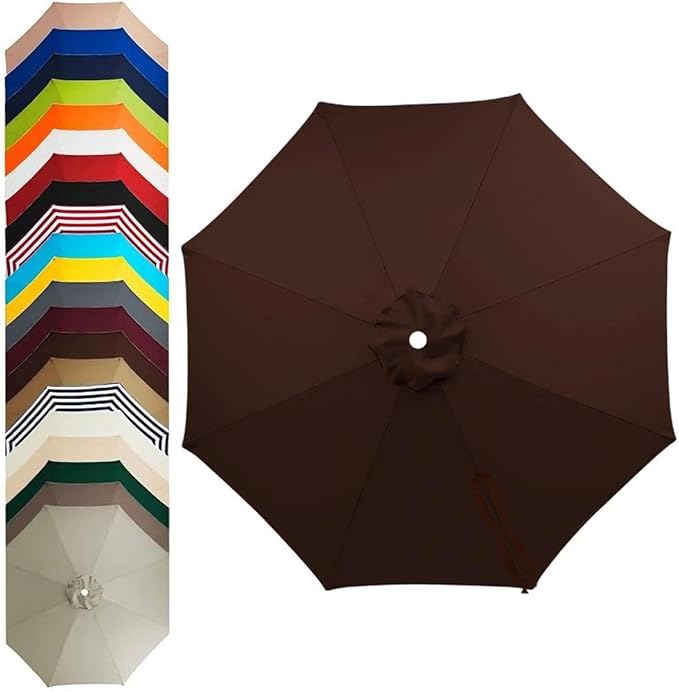 11ft – 8 Ribs Patio Umbrella Replacement Canopy,Waterproof UV-Resistant Outdoor Round Umbrella Top Cover for Outdoor Garden Deck Backyard