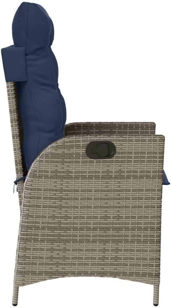 3 Piece Bistro Set with Cushions, Porch Furniture Set Outdoor Dining Sets Outdoor Sofa Set Patio Conversation Set for Garden Poolside Piazza Exhibition Gray Poly Rattan