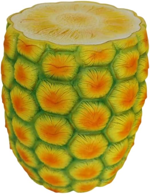 14'' Garden Fruit Design Stool, Decorative Patio Side Tables for Outside / Indoor, Drum Table & Plant Stands Stools for Patio Balcony Living Room, Home Decor, Weather-Resistant (Yellow, Pineapple)