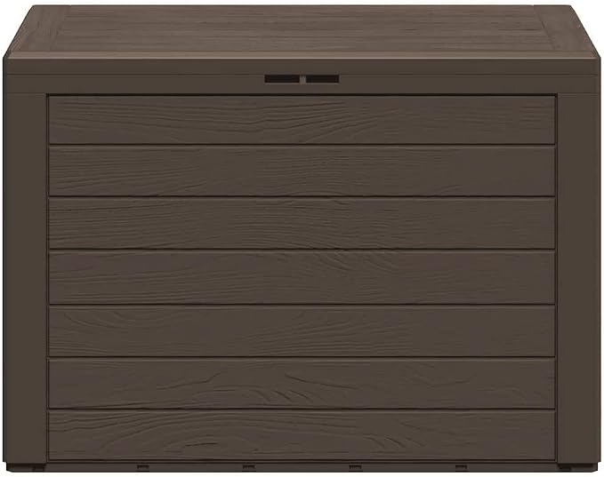 Large Outdoor Storage Box Brown Polypropylene Patio Storage Box for Organizing Cushions Tools and Gear