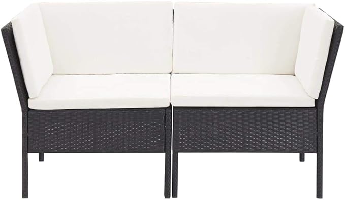Patio Lounge Set with Cushions,Outdoor Furniture,Outdoor Furniture Sets,Patio Conversation Sets,for Garden,Deck,Backyard,6 Piece Poly Rattan Black