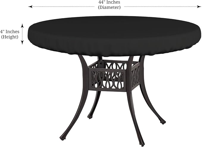 Covers & All Round Table Top Cover, 12 Oz Waterproof UV & Weather Resistant Patio Table Cover, Outdoor Table Cover for Patio Outdoor Furniture & Coffee Table (44" Dia x 4" H Inches, Black)
