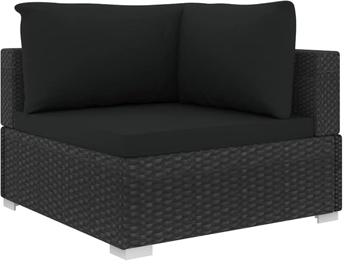 (Fast Shipments) Furniture Outdoor Dining Set Patio Furniture Set, Patio Conversation Set for Deck, Yard, Garden 4 Piece Garden Lounge Set with Cushions Poly Rattan Black