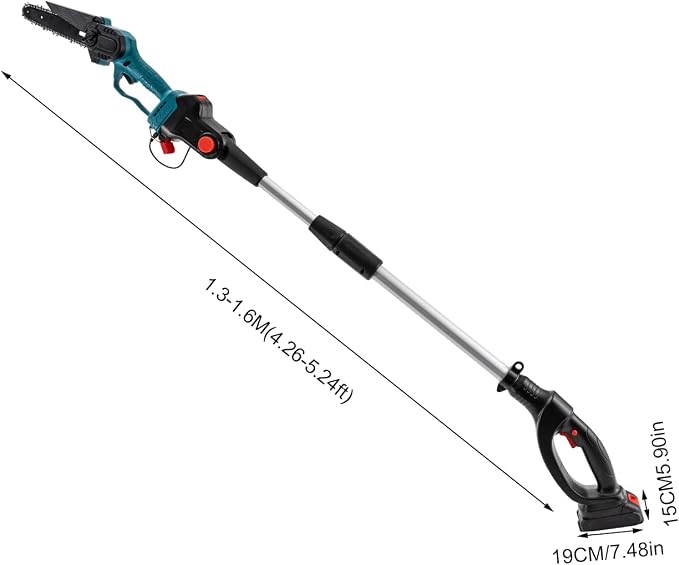 2-in-1 Mini Chainsaw Cordless Pole Saw, Cordless Mini Chainsaw Battery Powered with 2 Batteries,Electric Small Chainsaw with Extension Rod, Multifunctional Chainsaw for Wood Cutting, Trimming
