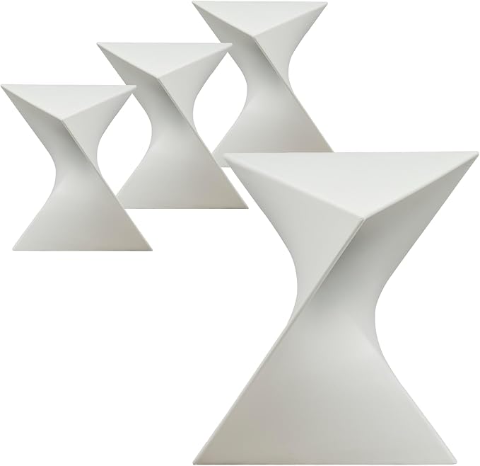 LeisureMod 15.75" Triangular Side Table, Stackable Plastic Accent End Table for Indoor & Outdoor Use, Weather-Resistant Modern Patio & Living Room Table, Set of 4, White