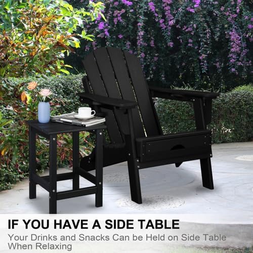 Zimtown Adirondack Side Table, 15 Inch Square HDPE Outdoor Side Table, Small Modern End Tables, Coffee Table for Outside, Patio, Backyard, Pool, Lawn, Beach, Waterproof & Portable