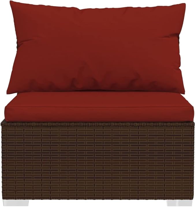 3 Piece Patio Lounge Set with Cushion, Furniture Conversation Sets Patio Lounge Set Piece Patio Set Outdoor Patio Sectional s Poly Rattan Brown
