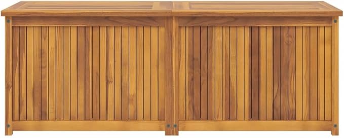 Patio Box Solid Wood Teak 59.1"x19.7"x21.7" Weather Resistant Deck Storage Chest with Lockable Lid for Garden Yard Porch Backyard Tool Cushion Organizer
