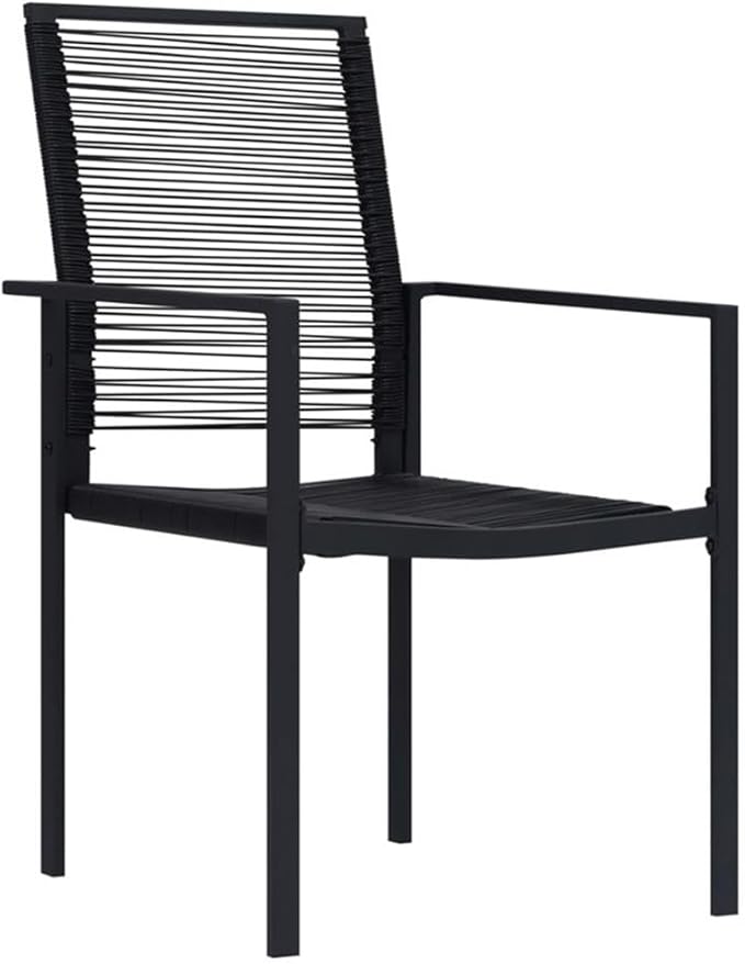 BOWERY HILL Outdoor Patio Dining Set, 7-Piece Black Glass and Powder-Coated Steel, PVC Rattan, Seats 6, Weather-Resistant Modern Garden and Terrace Furniture for Backyard Gatherings or Balcony