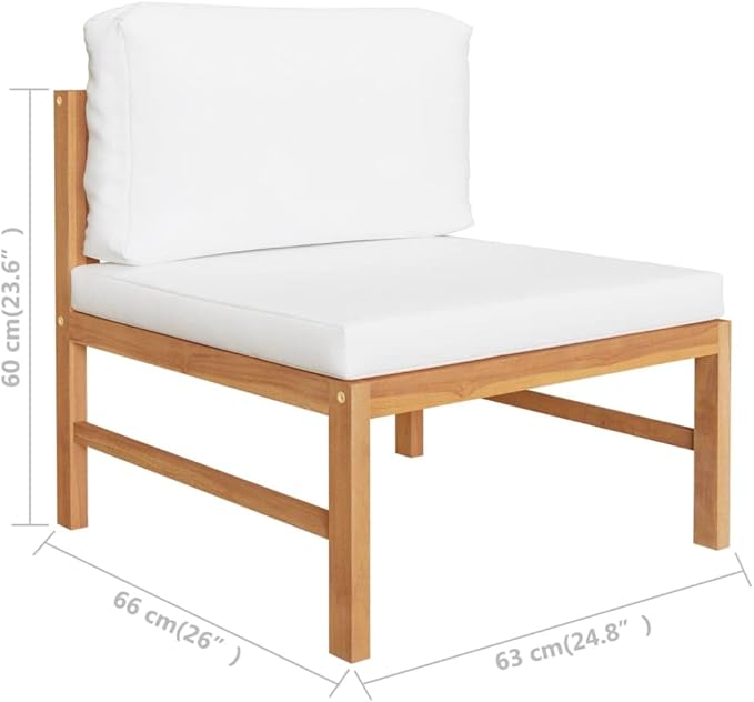 Backyard Furniture Patio Conversation Sets Outdoor Seating 4 Piece Patio Lounge Set with Cream Cushions Solid Teak Wood Suitable for Swimming Pool, Courtyard, Garden
