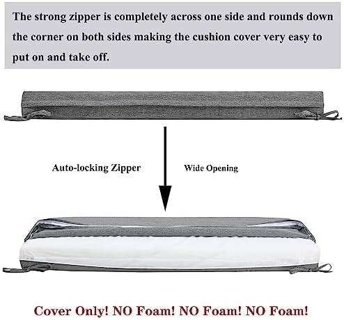 FUNHOME Outdoor Bench Cushion Covers,48" x 18" x 3", No Insert! Patio Cushion Covers Replacement for Outdoor Furniture,Water Resistant Patio Bench Loveseat Covers 1 Pack, Grey (Covers ONLY)