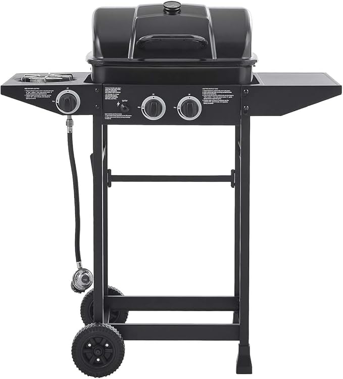 2-Burner Propane Gas BBQ Grill with Side Burner, 24,000 BTU Stainless Steel Barbecue Grill with Cast Iron Grates and Side Table for Outdoor Cooking Kitchen Patio