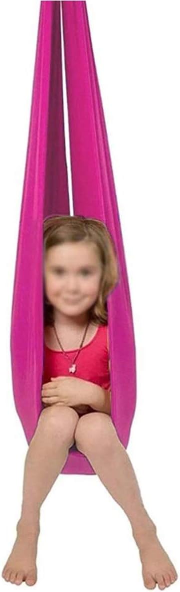Children's Therapy Sensory Hug Swing Home Hammock for Child Autism ADHD Elastic Wrapped Stable Hanging Chair Up to 440lbs (Color : Rose red, Size : 150 x 280 cm)