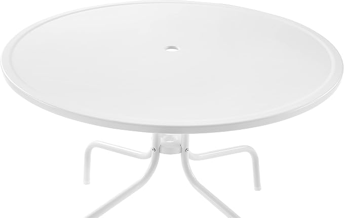 Crosley Furniture Bates 5-Piece Outdoor Dining Set for 4, Retro Metal Round Patio Table and Chairs for Deck, Bright Red Gloss