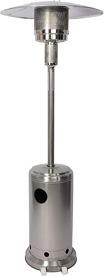Patio Heater, Outdoor Propane Patio Heater with Iron Burner, Heat Focusing Reflector, Safety Auto Shut Off Valve, Wheels, Adjustable Heat, 36,000 BTU Outdoor Heater for Commercial & Residential Silver