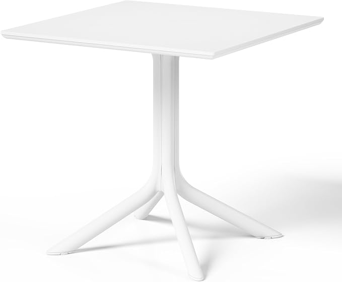 WestinTrends Playa 31.5" Square Plastic Outdoor Patio Dining Table for 4, White