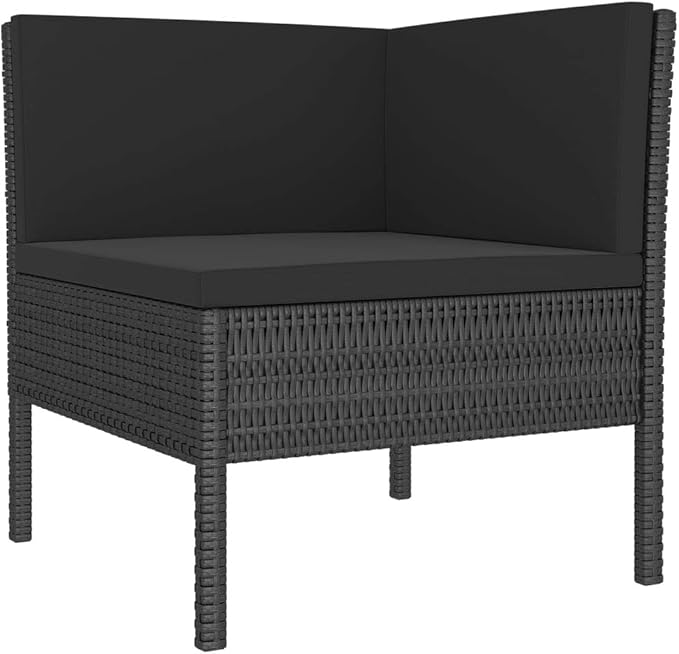 Patio Lounge Set with Cushions,Outdoor Patio Furniture,Outdoor Chat Conversation Set,Garden Furniture Sets,for Patio,Backyard,Garden,Outdoor,6 Piece Poly Rattan Black