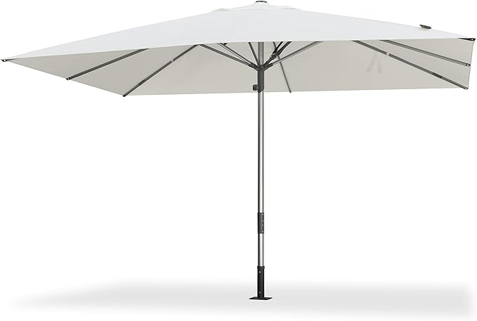 PURPLE LEAF Commercial Grade 10 x 13 FT Heavy Duty Rectangle Market Umbrella Semi Auto Open All Weather Wind Resistant Reinforced Aluminum Frame Outdoor Patio Umbrella for Restaurant Hotel Resort Cafe Poolside Business Use White
