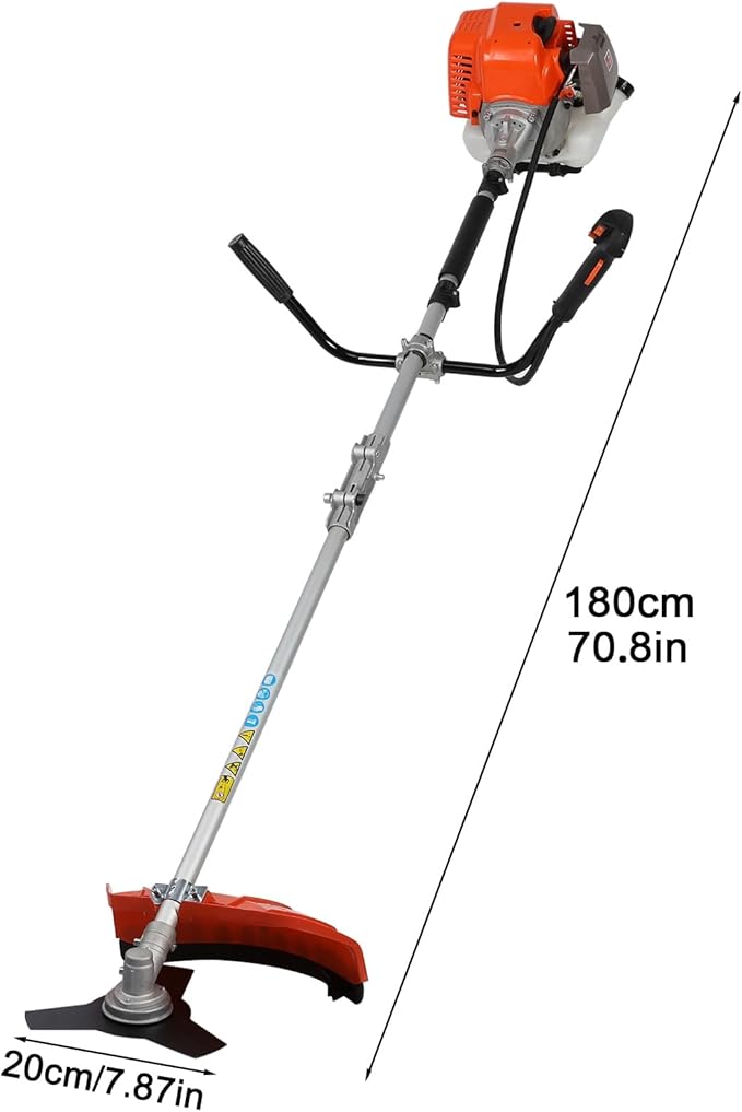 2-in-1 Weed Wacker Gas Powered - 52cc 2-Stroke Cutting Gas String Trimmer/Edger, Powerful Eater Gas Grass Trimmer for Lawn Care, Plastic Handle & Shoulder Strap Included Orange