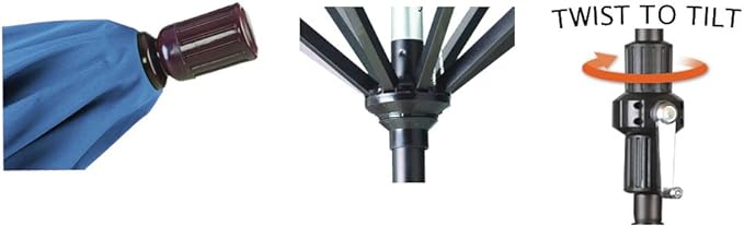 California Umbrella 9' Round Aluminum Market Umbrella, Crank Lift, Collar Tilt, White Pole, Royal Blue Olefin