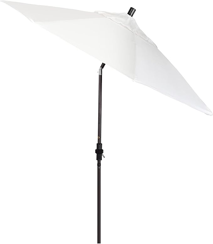 California Umbrella 9' Round Aluminum Pole Fiberglass Rib Market Umbrella, Crank Lift, Collar Tilt, Bronze Pole