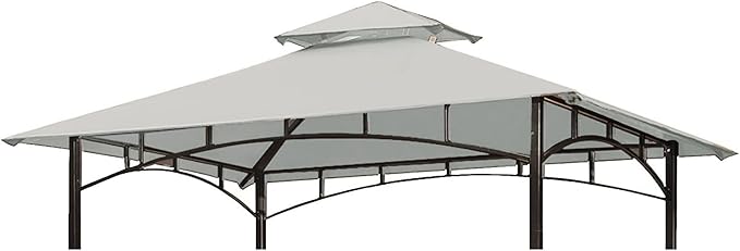 Grill Gazebo Replacement Canopy Top - Wonwon 5x8 Gazebo Roof Double Tiered Outdoor BBQ Roof Cover Grill Shelter Only Fit for Model L-GG001PST-F (Gray)