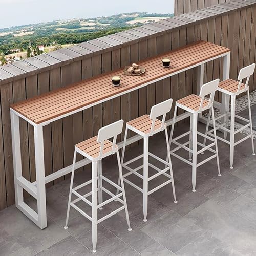 Waterproof Outdoor Bar Table – Wooden Balcony Pub Table for Railings, Counter Height, Perfect for Patio, Garden, Deck – No Stool Needed, Durable & Stylish