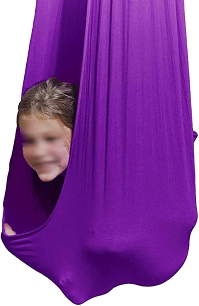 Sensory Swing Adjustable Yoga Snuggle Swing Indoor Therapy Cuddle Hammock Hanging Chair Ideal For Children Or Adults With Special Needs Autism ADHD Aspergers ( Color : Purple , Size : 100 x 280 cm )