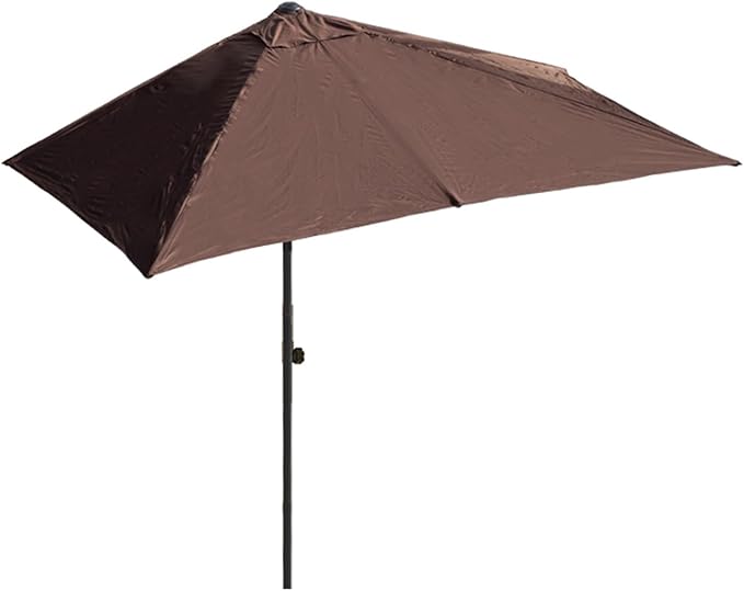 6.6Ft/8.3Ft Half Umbrella Outdoor Patio, Garden Umbrella with Easy Crank Lift Offset Patio Umbrella 5 Sturdy Ribs For Balcony, Deck, Backyard Garden,Courtyard Swimming Khaki 6.6ft/2m