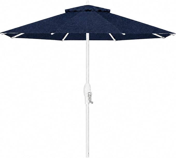 Treasure Garden 9ft Patio Umbrella - Outdoor Furniture Market Umbrella – Deluxe Auto-Tilt – White Aluminum Frame (Sunbrella, Spectrum Indigo)