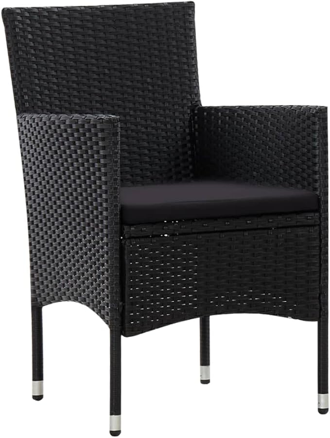 Patio Lounge Set with Cushions,Outdoor Tables and Chairs,Outdoor Furniture Sets,Patio Conversation Sets,for Garden,Deck,Backyard,5 Piece Poly Rattan Black