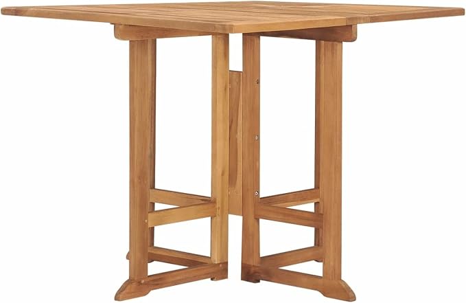 Gecheer Foldable Teak Wood Outdoor Dining Table – Square Garden Table, 35.4 Inch, Seats 4, Rustic Brown Finish, Easy Storage