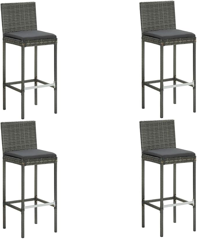 Patio Bar Set with Cushions,Patio Lounge Set,Conversation Sets,Outdoor Garden Table and Chairs Sets,Outdoor Patio Furniture,for Patio,Backyard,Garden,5 Piece Gray