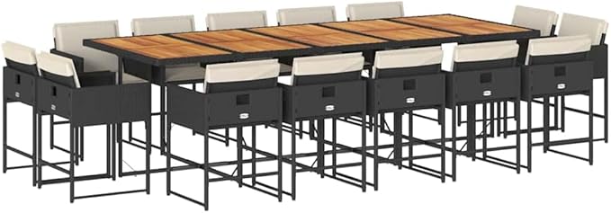 14-STK. Patio Dining Set Black and Cream White Outdoor Furniture Set Blends Style and Function for Outdoor Entertaining