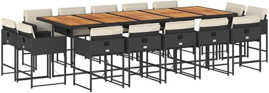 14-STK. Patio Dining Set Black and Cream White Outdoor Furniture Set Blends Style and Function for Outdoor Entertaining