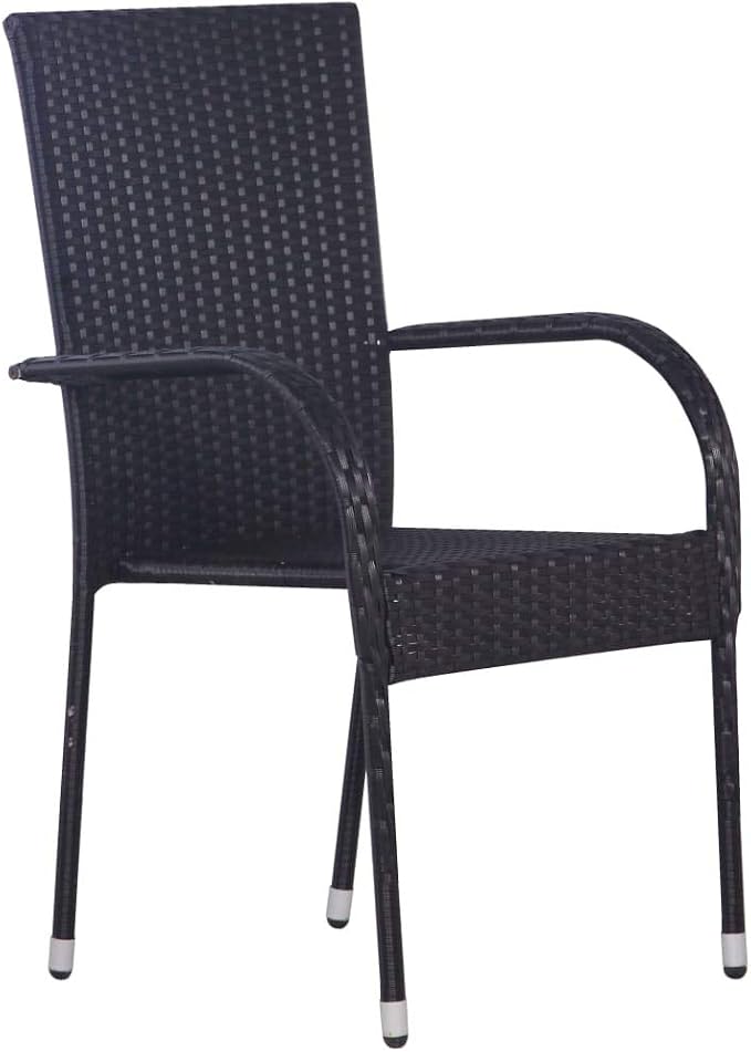 5 Piece Patio Dining Set Black Outdoor Dining Table and Chairs Set with Glass Top Steel Frame for Backyard Lawn Garden Porch BBQ