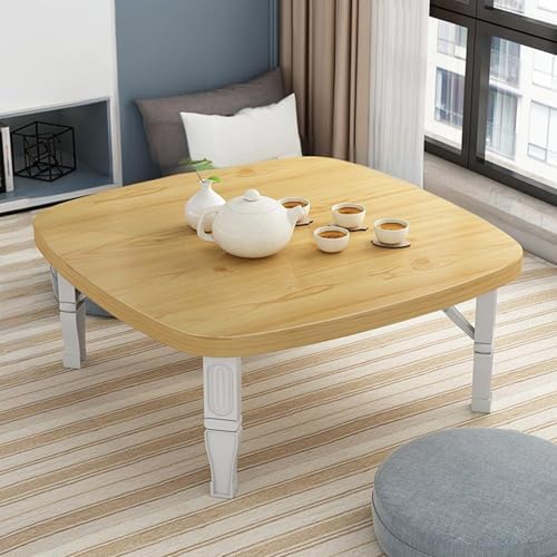 Japanese Folding Low Table, Space-Saving Wooden Floor Desk, Small 31.5"x31.5" Ideal for Bedroom, Outdoor Use, Tea Room, Lightweight & Portable