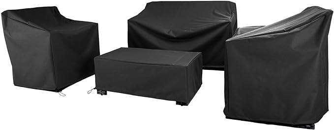 Patio Furniture Covers,Outdoor Furniture Cover Waterproof,Patio Furniture Set Covers for 4 Piece Outdoor Conversation Set,Patio Covers Set (Black)