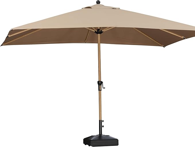 PURPLE LEAF 9' x 12' Patio Umbrella Outdoor Table Umbrella Rectangular Aluminum Market Umbrella with 8 Sturdy Ribs & Crank Outdoor Umbrellas for Garden Deck Patio, Taupe
