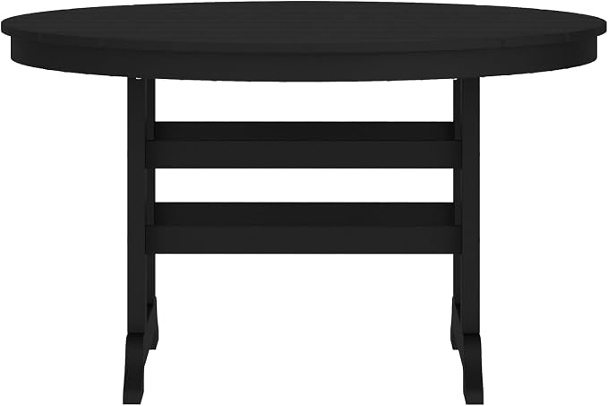 Flash Furniture Colonel Outdoor Dining Table for 4, Commercial Grade All-Weather Recycled HDPE Adirondack Style Table, UV Fade Resistant, 48" Round, Black