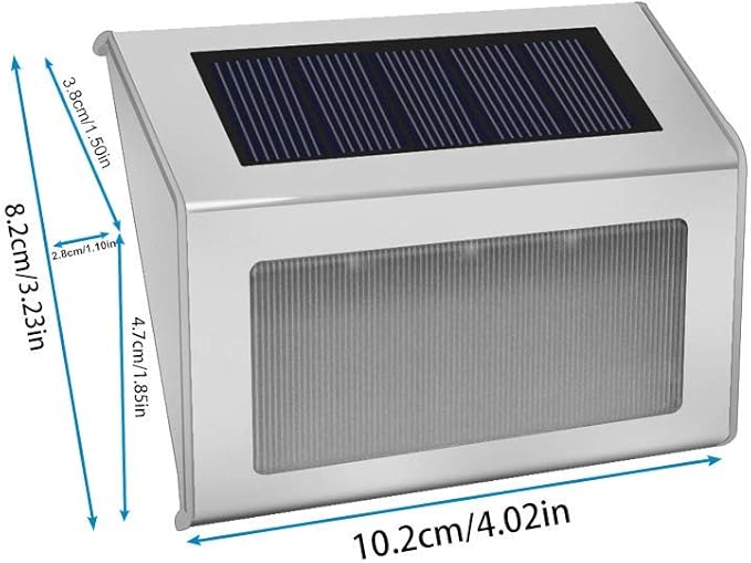 Solar Lights Outdoor Waterproof Deck Light, Solar Stair Lights Outside LED Step Lighting Stainless Steel for Paths Patio Garden Yard, Pack of 6