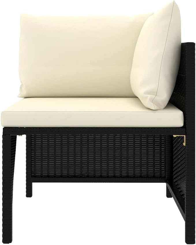 3-Piece Modular Patio Set, 23.6" PE Rattan Sofa & Footstool with Cream Cushions, Weather Frame, Easy-Clean Covers